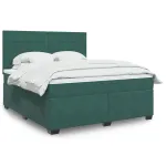 Pat box spring cu saltea, verde închis, 180x200 cm, catifea GartenMobel Dekor