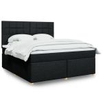 Pat box spring cu saltea, negru, 180x200 cm, catifea GartenMobel Dekor
