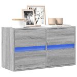 Comodă TV de perete cu lumini LED, gri sonoma, 80x31x45 cm GartenMobel Dekor