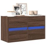 Comodă TV de perete cu lumini LED, stejar maro, 80x31x45 cm GartenMobel Dekor