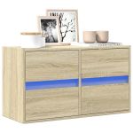 Comodă TV de perete cu lumini LED, stejar sonoma, 80x31x45 cm GartenMobel Dekor