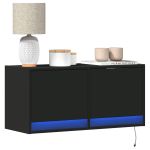 Dulap TV de perete cu lumini LED negru 80x31x38 cm GartenMobel Dekor