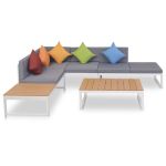 Set mobilier de grădină cu perne, 4 piese, aluminiu și WPC GartenMobel Dekor