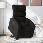 Fotoliu electric rabatabil cu ridicare, negru, textil GartenMobel Dekor