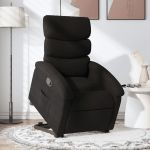 Fotoliu rabatabil cu ridicare pe verticală, negru, textil GartenMobel Dekor