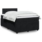 Pat box spring cu saltea, negru, 120x190 cm, catifea GartenMobel Dekor