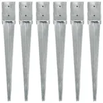 Țăruși de sol, 6 buc., argintiu, 10x10x76 cm, oțel galvanizat GartenMobel Dekor