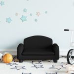 Canapea pentru copii, negru, 50x40x30 cm, material textil GartenMobel Dekor