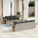 Set mobilier de grădină cu perne, 8 piese gri deschis poliratan GartenMobel Dekor