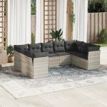 Set canapele de grădină cu perne, 9 piese gri deschis poliratan GartenMobel Dekor