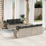Set mobilier de grădină cu perne, 8 piese gri deschis poliratan GartenMobel Dekor