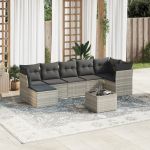 Set mobilier de grădină cu perne, 8 piese gri deschis poliratan GartenMobel Dekor