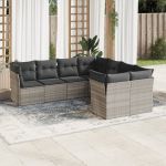 Set mobilier de grădină cu perne, 8 piese gri deschis poliratan GartenMobel Dekor