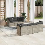 Set mobilier de grădină cu perne, 8 piese gri deschis poliratan GartenMobel Dekor