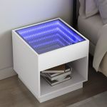 Noptieră cu LED infinity, alb, 50x50x50 cm GartenMobel Dekor