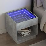 Noptieră cu LED infinity, gri beton, 50x50x50 cm GartenMobel Dekor