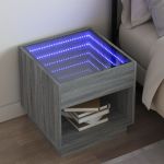 Noptieră cu LED infinity, gri sonoma, 50x50x50 cm GartenMobel Dekor