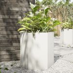 Jardinieră de grădină alb 46x40x45 cm oțel hexagonal GartenMobel Dekor