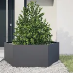 Jardinieră de grădină antracit 138x120x45 cm oțel hexagonal GartenMobel Dekor