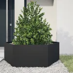 Jardinieră de grădină negru 138x120x45 cm oțel hexagonal GartenMobel Dekor