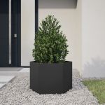 Jardinieră de grădină negru 69x60x45 cm oțel hexagonal GartenMobel Dekor
