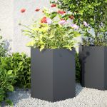 Jardinieră grădină, 2 buc. antracit 46x40x45 cm oțel hexagonală GartenMobel Dekor