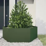 Jardinieră grădină verde măsliniu 138x120x45 cm oțel hexagonal GartenMobel Dekor