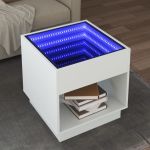 Măsuță de cafea cu LED infinity, alb, 50x50x50 cm GartenMobel Dekor