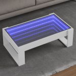 Măsuță de cafea cu LED infinity, alb, 90x53x30 cm GartenMobel Dekor