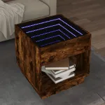 Măsuță de cafea cu LED infinity, stejar fumuriu, 50x50x50 cm GartenMobel Dekor