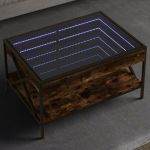 Măsuță de cafea cu LED infinity, stejar fumuriu, 70x50x38 cm GartenMobel Dekor