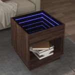 Măsuță de cafea cu LED infinity, stejar maro, 50x50x50 cm GartenMobel Dekor
