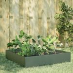 Strat înălțat de grădină, verde măsliniu, 100x100x33,5 cm, oțel GartenMobel Dekor