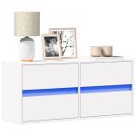 Comodă TV de perete cu lumini LED, alb, 100x31x45 cm GartenMobel Dekor