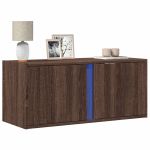 Comodă TV de perete cu lumini LED, stejar maro, 80x31x35 cm GartenMobel Dekor