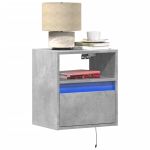 Comode TV de perete cu lumini LED 2 buc. gri beton 41x31x45 cm GartenMobel Dekor