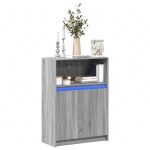 Dulap cu LED, gri sonoma, 72x34x100 cm, lemn prelucrat GartenMobel Dekor