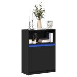 Dulap cu LED, negru, 72x34x100 cm, lemn prelucrat GartenMobel Dekor