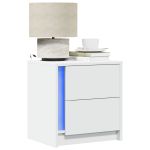 Noptiere cu lumini LED, 2 buc., alb, lemn prelucrat GartenMobel Dekor