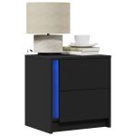 Noptiere cu lumini LED, 2 buc., negru, lemn prelucrat GartenMobel Dekor