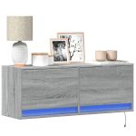 Comodă TV de perete cu lumini LED, gri sonoma, 100x31x38 cm GartenMobel Dekor