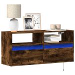 Comodă TV de perete cu lumini LED, stejar fumuriu, 100x31x45 cm GartenMobel Dekor