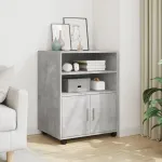 Dulap cu roți, gri beton, 60x48x81 cm, lemn prelucrat GartenMobel Dekor