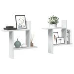 Rafturi de perete, 2 buc., alb, 50x12x50 cm, lemn prelucrat GartenMobel Dekor