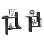 Rafturi de perete, 2 buc., negru, 50x12x50 cm, lemn prelucrat GartenMobel Dekor