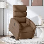 Fotoliu electric rabatabil cu ridicare, maro, textil GartenMobel Dekor