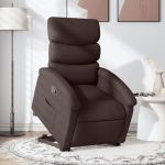 Fotoliu rabatabil cu ridicare pe verticală, maro închis, textil GartenMobel Dekor