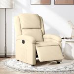 Fotoliu rabatabil electric, crem, material textil GartenMobel Dekor