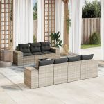 Set mobilier de grădină cu perne, 8 piese gri deschis poliratan GartenMobel Dekor