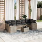 Set mobilier de grădină cu perne, 8 piese gri deschis poliratan GartenMobel Dekor